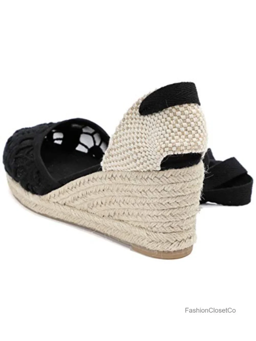 Women's Espadrille Wedge Sandals Closed Toe Lace Up Ankle Strap Slingback